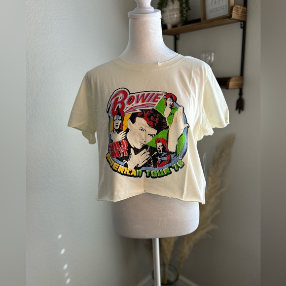 NWT- Prince Peter Faces To Bowie Crop-Top T-shirt in White - Picture 2 of 5